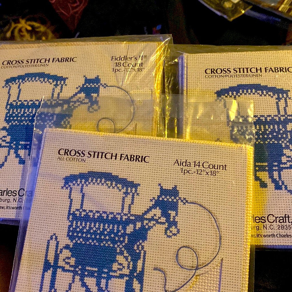 Charles Craft Cross Stitch Fabric Lot 2-14 count and 1-18 count